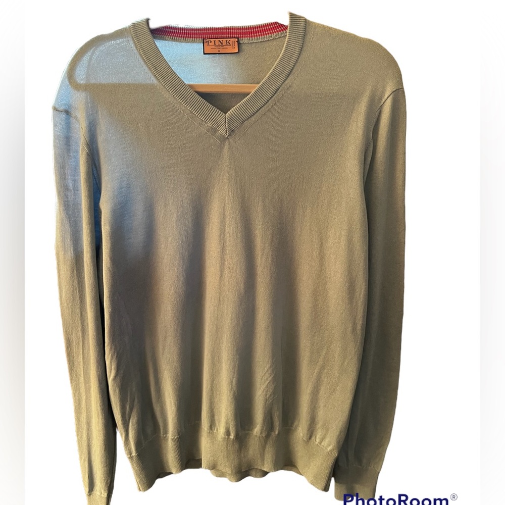 Thomas PINK V-neck Sweater in Steele Blue